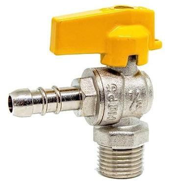 Imagem de Registro De Gás Esfera Angular 90° Rosca 1/2 Npt Macho X 3/8