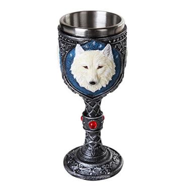 Imagem de Pacific Giftware Cálice de vinho Lobo Branco Lobo Branco Celta 200 ml com pedra preciosa vermelha