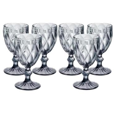 Imagem de Jogo 6 Taças de Sobremesa Diamond Transparente Vidro com Relevos de Diamantes