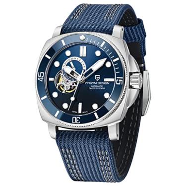 Imagem de RollsTimi Pagani Design 1736 Relógio masculino esqueleto automático Japão NH39 movimento pulseira de nylon 200 m à prova d'água para homens, moda esportiva, Azul, Moderno
