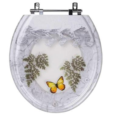 Imagem de Assento Sanitario Poliester Decorado Borboleta Parati para vaso Logasa