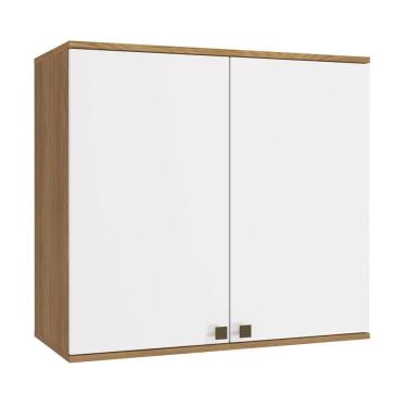 Imagem de Armário Aéreo Celeste Kappesberg 100% MDF 2 Portas Nogueira/Branco 80cm