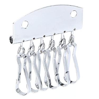 Imagem de KIMISS Alloy Key Row Wallet Hardware, Leathercraft Tool Keyring, DIY Leather Key Case Organizer with 6 Hooks Clasp Clip – Bronze (Silver Key Row)