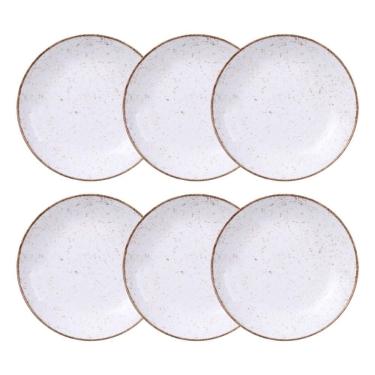 Imagem de Jogo de Pratos Fundo 6 Peças Rústico 22 cm Porcelana Decorada Tramontina
