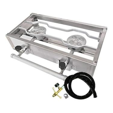 Imagem de Fogão Industrial Portátil 2 Bocas Inox C/Kit Gás Completo
