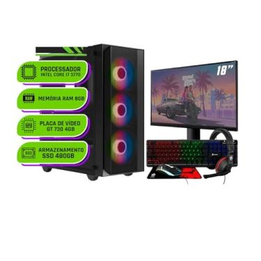 Imagem de PC Gamer Completo Alligator Shop Intel i7 3770, GeForce GT 730 4GB, Memoria 8GB DDR3, SSD 480GB, Monitor 18 Polegadas