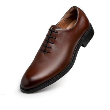 Imagem de Sapato social masculino clássico Oxford Business cadarço formal couro sapatos para homens, Marrom, 43