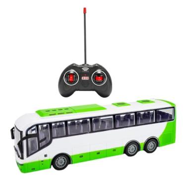 Imagem de Deevoka Veículo de controle remoto ônibus 1/30 com luzes e pneus de borracha, Branco Verde