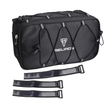 Imagem de Pegciuho Bolsa para Guidão de Bicicleta Bolsa para Guidão de Bicicleta Bolsa de Armazenamento com Rígida Refletiva Bolsa Profissional Prática para Quadro, Preto 4,3L