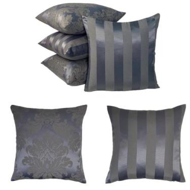 Imagem de Kit 4 Capas de almofada Jacquard Medalhão/Listrado 45 X 45 - MUMUDECOR