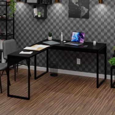 Imagem de Escrivaninha De Canto Em L Industrial Mdp 1,20x1,50 Netmobil, Preto