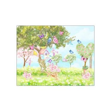 Imagem de Painel de Festa Horizontal 1,55 X 1,20 - Jardim de Pássaros 001 - Via 