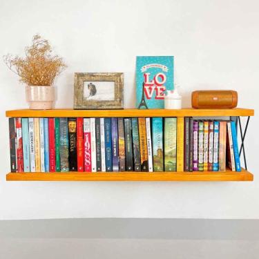 Imagem de Prateleira Dual de Ferro e Madeira 100cm Industrial Carvalho e Preto -