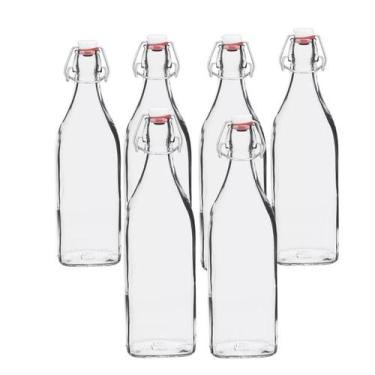 Imagem de  Kit 6 Garrafas Vidro com Tampa Hermética 500ml Bormioli Rocco