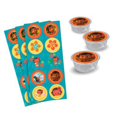 Imagem de 30 Adesivos redondo decoração Moana Baby festa Aniversário - Regina