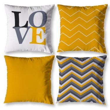 Imagem de Kit 4 Capas de Almofada 40x40 Estampada Love Gratidão Zíper - Mercado 