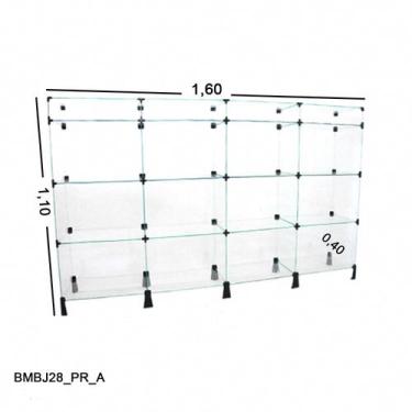 Imagem de Balcão de Vidro com Porta Bijuteria - C/ Conectivo Preto -  MOD.40 - 1