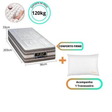 Imagem de Colchão Sankonfort Le Griff Solteiro King 96x203x33 + 1 Travesseiro Fi