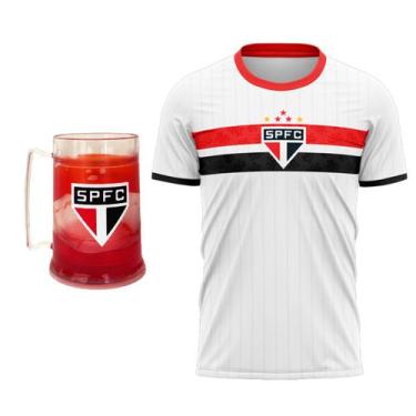 Imagem de Kit São Paulo Oficial - Camisa Stencil + Caneca - Masculino, G, Branco