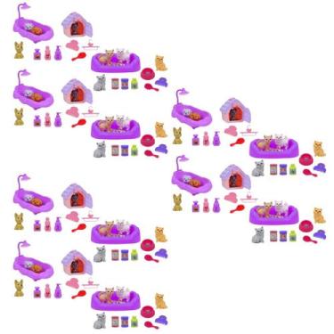 Imagem de kit 12 brinquedos infantil para menina miniatura animais e acessorios 