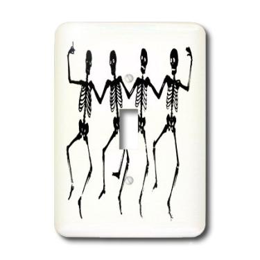 Imagem de 3dRose lsp_151094_1 Skeltons dançantes em preto e branco interruptor único