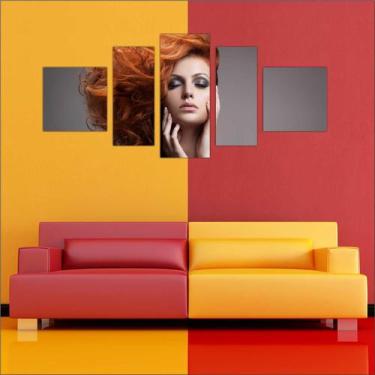 Imagem de Quadro Decorativo Maquiagem Salão De Beleza Fashion Hair 5 Peças TT12 