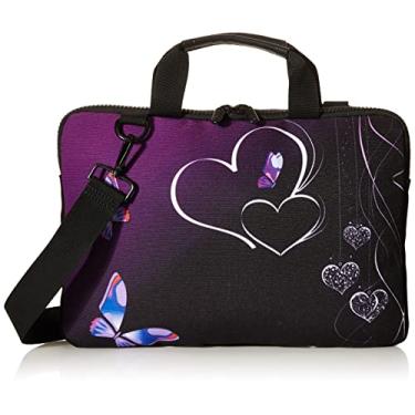 Imagem de iColor Bolsa protetora de lona roxa para laptop com borboletas para laptop para laptop Ultrabook Netbook CSH-05 11,6 12 12,9 13 e 13,3 polegadas