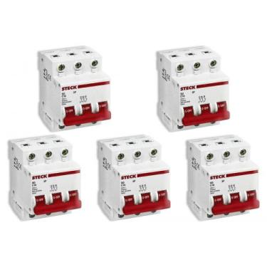 Imagem de Kit C/5 - Disjuntor Steck Din Tripolar 25A Sd63 C Sdd63C25