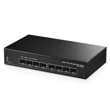 Imagem de Binardat Switch Gerenciado Sfp + de 8 Portas e 10 Gigabit, Suporte A Módulo Sfp + 1G/10G, Largura de Banda de 160 Gbps, Web/Cli L3 Gerenciado, Switch de Rede de Desktop de Fibra Sem Ventilador de Meta