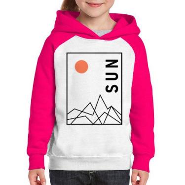 Imagem de Moletom Infantil Abstract Sun - Foca na Moda, Branco, Rosa, 10