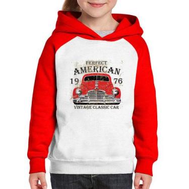 Imagem de Moletom Infantil Vintage Classic Car - Foca na Moda, Branco, Vermelho,