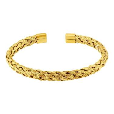 Imagem de Bracelete Fios TrançadosAço Gold IPG 9mm 18cm - Convex