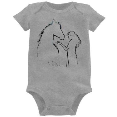 Imagem de Body Bebê Cavalo e Garota Silhueta - Foca na Moda, Cinza, G