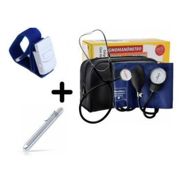 Imagem de Kit Enfermagem Esfigmomanômetro + Esteto +garrote + Lanterna - Premium