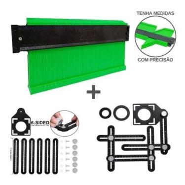 Imagem de Kit Gabarito 27cm Multi Ângulos + Régua Mede corte Piso - ZEM