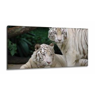 Imagem de Quadro Decorativo Natureza Tigres Selvagens em Tecido Canvas 130x60 - 