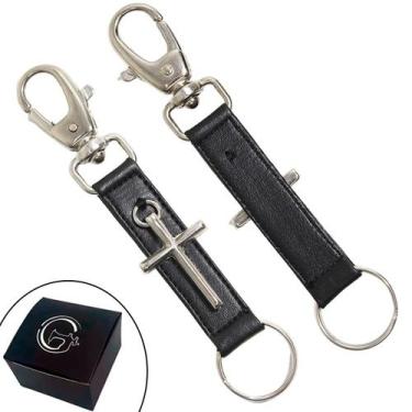 Imagem de Chaveiro SLIM Tradicional Pingentes Personalizado Cruz Níquel Fecho Mo