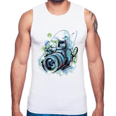 Imagem de Regata Câmera Fotográfica - Foca na Moda, Branco, GG