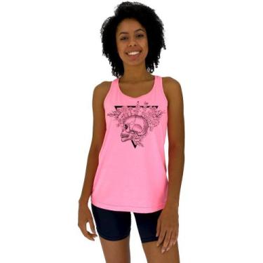 Imagem de Regata Feminina Recorte Nadador MXD Conceito Skull Roses, M, Rosa
