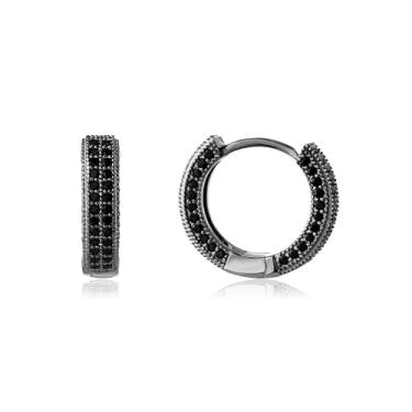 Imagem de OYOGAA Brincos de argola preta para homens - Brincos coloridos de zircônia cúbica vermelha e verde Daimond Cartilagem da moda feminina masculina Hoop Huggie Aretes Negros Para Hombre, Prata esterlina