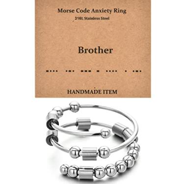 Imagem de Anéis Morse Code para mulheres, anéis giratórios de aço inoxidável anel de inquietação aliviando a ansiedade anéis código morse anéis inspiradores presentes para meninas presentes de formatura de aniversário para suas melhores amigas, Aço Inoxidável, Sem pedras preciosas