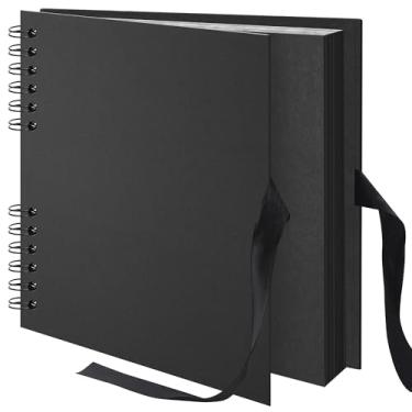 Imagem de Remowith Álbum de Fotos de Scrapbook de 10×10", Livro de Imagens Faça Você Mesmo, 40 Páginas, Álbum de Recortes de Papel Kraft Grosso com Fita de Seda, Livro de Visitas de Casament (10 X 10 Polegadas