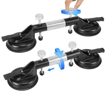 Imagem de DEWINNER Conjunto de 2 peças de costura de granito ajustável com ventosas a vácuo para união e nivelamento de costura, ferramenta de instalação de bancada para granito, mármore, pedra, laje e vidro