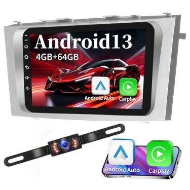 Imagem de Rádio automotivo 4G + 64G Android 13 para Toyota Camry 2007 2008 2009 2010 2011, tela sensível ao toque de 23 cm com GPS/FM/WiFi/USB, suporte SWC, unidade de cabeça automotiva Android sem fio CarPlay