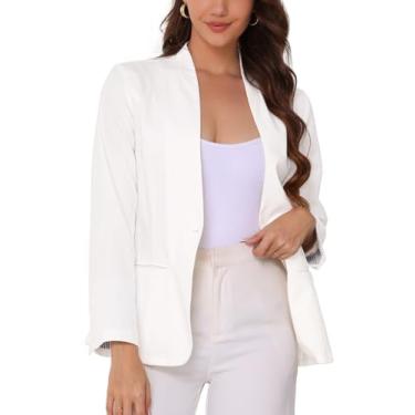 Imagem de Allegra K Blazer de linho para mulheres, casual, de manga comprida, leve, primavera, ve...