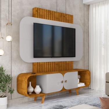 Imagem de Estante para TV Até 75 Polegadas Embaú 2 Portas Naturallle/Off White - Móveis Bechara