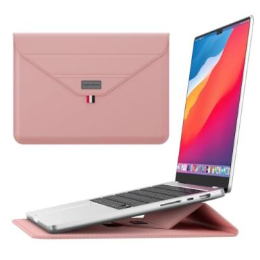 Imagem de Capa para laptop de 13 polegadas com suporte ajustável, resistente para MacBook Pro de 13 polegadas e MacBook Air, XPS 13 e outros notebooks de 13-14 polegadas (Rosa)