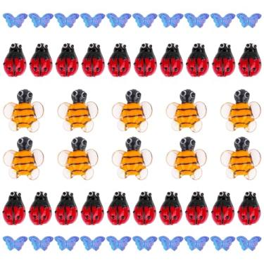 Imagem de Framendino, Pacote com 50 contas de vidro 3D Animal Bee Ladybug Butterfly Lampwork para fabricação de joias