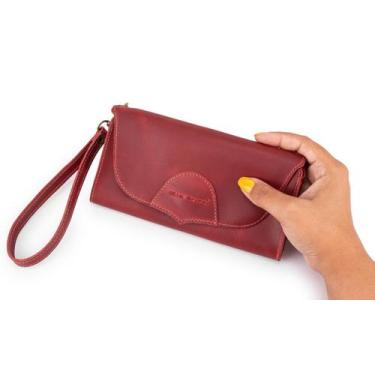 Imagem de Porta Celular Carteira Feminina Couro Legítimo Rústica - Ello Griff, Ú