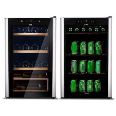 Imagem de Kit EOS Beer & Wine: Cervejeira 76L ECE80 220V + Adega Climatizada 24 Garrafas EAC24IM 110V
